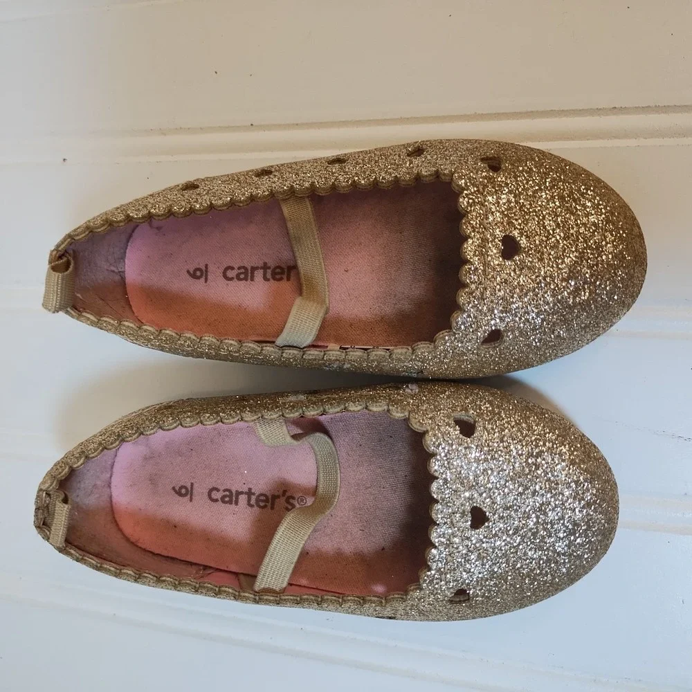 Carter's Glittery Ellaria Ballet Slippers Sandals Gold‎ Glitter Toddler Girls 6